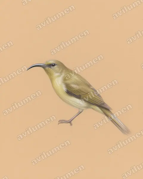 Ilustración en Lápiz de color: Cyanomitra olivacea (Suimanga oliváceo)