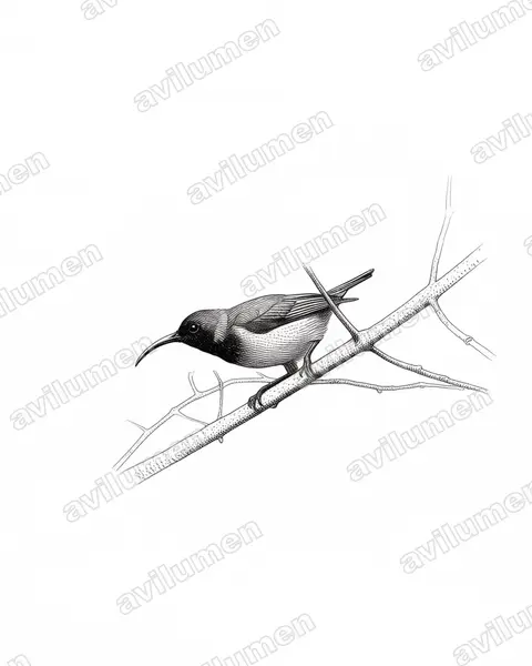 Illustration im Stil Tusche: Cameroon Sunbird (Cyanomitra oritis)
