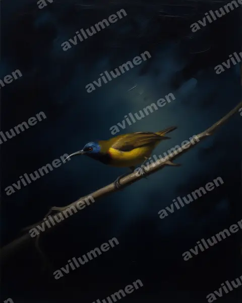 Illustration im Stil Öl: Cameroon Sunbird (Cyanomitra oritis)