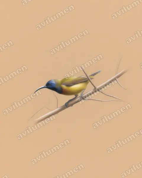 Illustration im Stil Buntstift: Cameroon Sunbird (Cyanomitra oritis)