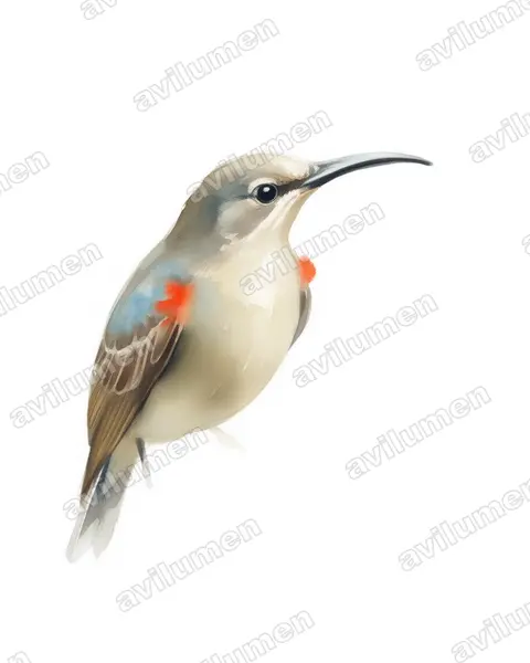 Watercolor illustration: Cyanomitra veroxii (Grey Sunbird)