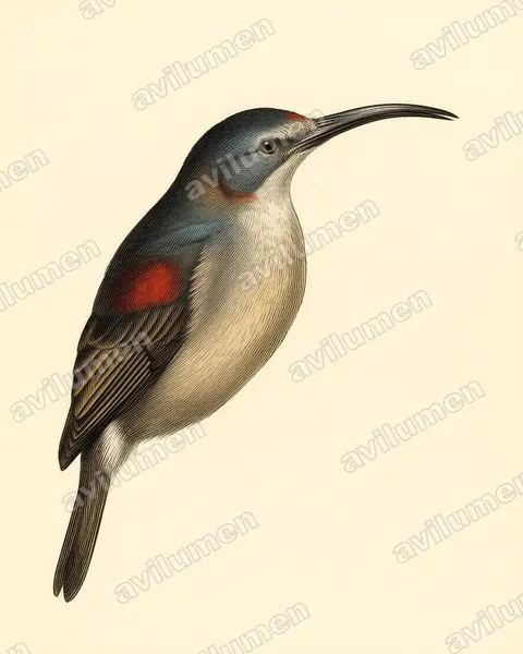 Vintage plate illustration: Cyanomitra veroxii (Grey Sunbird)