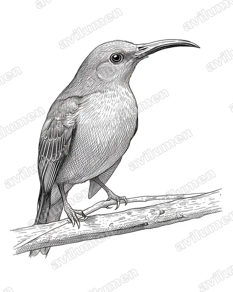 Ink illustration: Cyanomitra veroxii (Grey Sunbird)