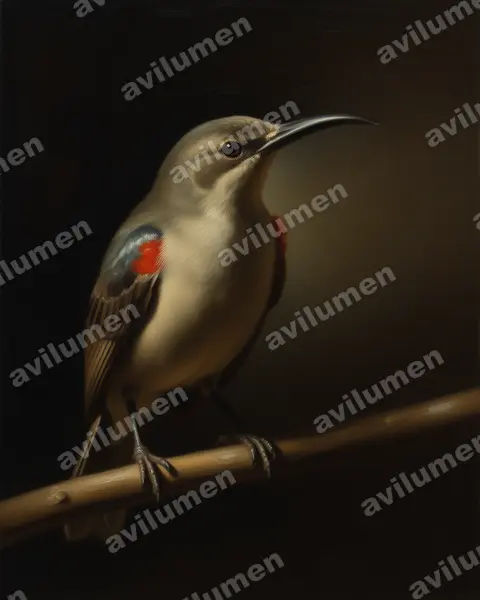 Oil illustration: Cyanomitra veroxii (Grey Sunbird)