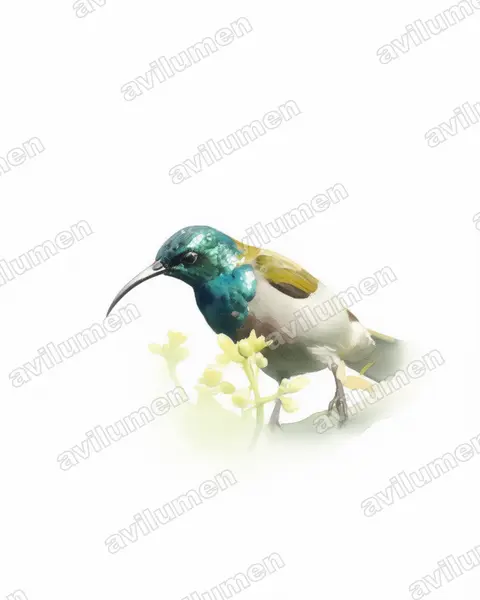Watercolor illustration: Cyanomitra verticalis (Green-headed Sunbird)