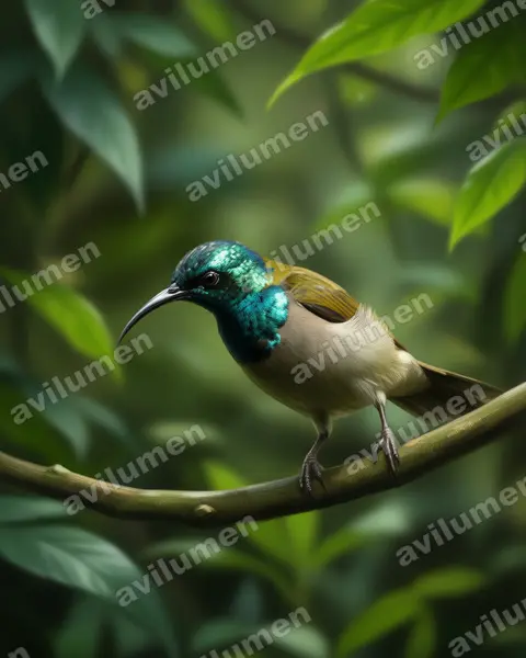 Realistic illustration: Cyanomitra verticalis (Green-headed Sunbird)