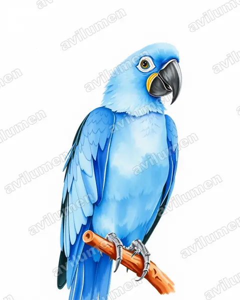 Watercolor illustration: Cyanopsitta spixii (Spix's Macaw)