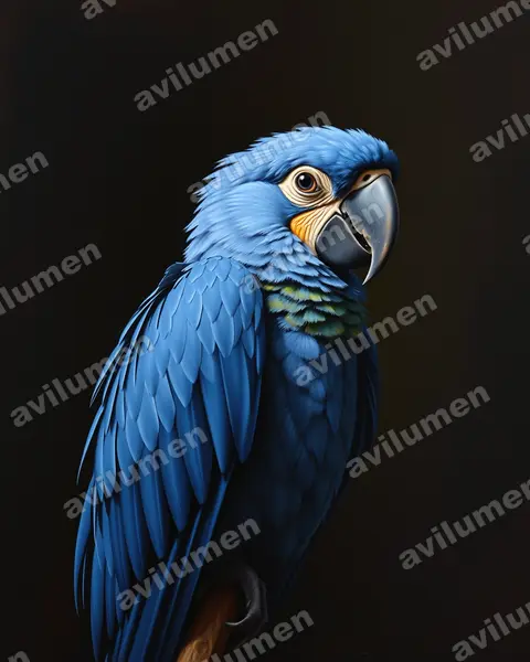 Oil illustration: Cyanopsitta spixii (Spix's Macaw)