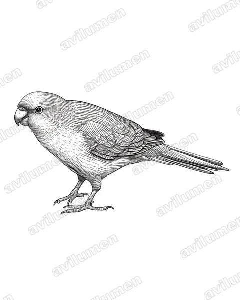 Illustration Encre : Cyanoramphus auriceps (Perruche à tête d'or)