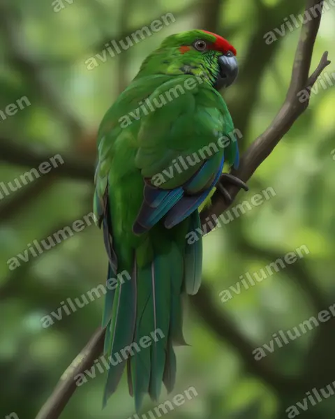 Realistic illustration: Cyanoramphus cookii (Norfolk Parakeet)
