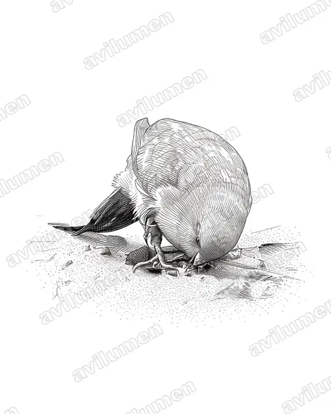 Illustration im Stil Tusche: Antipodensittich (Cyanoramphus hochstetteri)