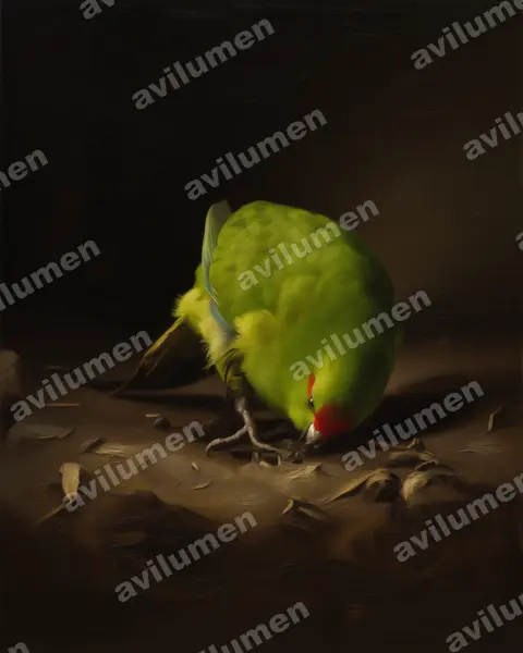 Illustration im Stil Öl: Antipodensittich (Cyanoramphus hochstetteri)