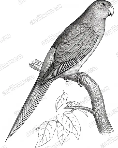 Ink illustration: Cyanoramphus zealandicus (Black-fronted Parakeet)