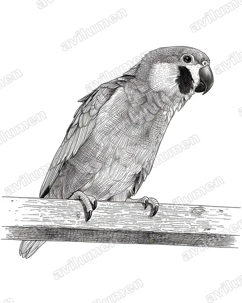 Illustration Encre : Cyclopsitta gulielmitertii (Psittacule à poitrine orange)