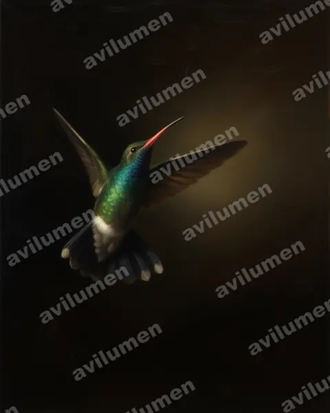 Ilustración en Óleo: Cynanthus latirostris (Colibrí piquiancho)