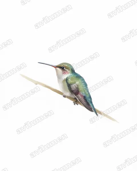 Illustration Aquarelle : Cynanthus lawrencei (Colibri des Marias)