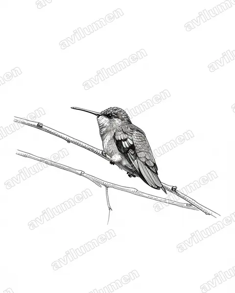 Illustration Encre : Cynanthus lawrencei (Colibri des Marias)