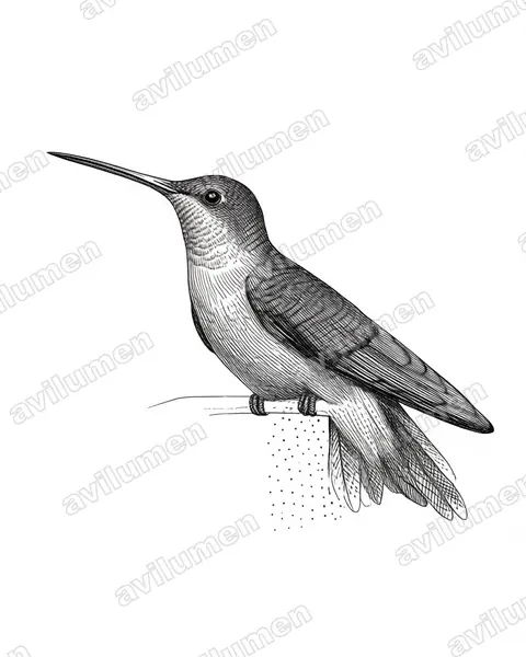 Illustration Encre : Cynanthus sordidus (Colibri sombre)