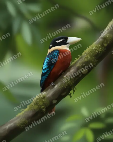 Ilustración en Realista: Dacelo gaudichaud (Cucaburra ventrirrufa)