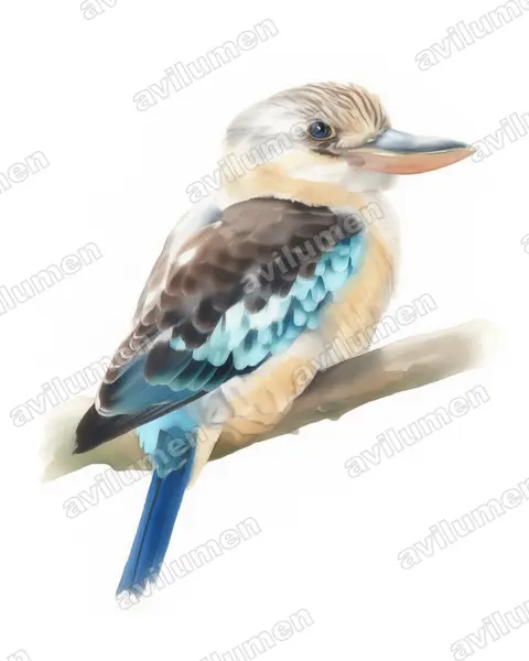 Illustration Aquarelle : Dacelo leachii (Martin-chasseur à ailes bleues)