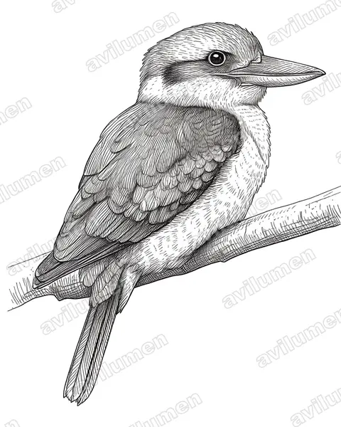 Illustration Encre : Dacelo leachii (Martin-chasseur à ailes bleues)