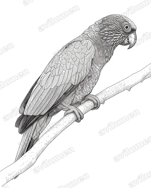 Illustration im Stil Tusche: Fächerpapagei (Deroptyus accipitrinus)