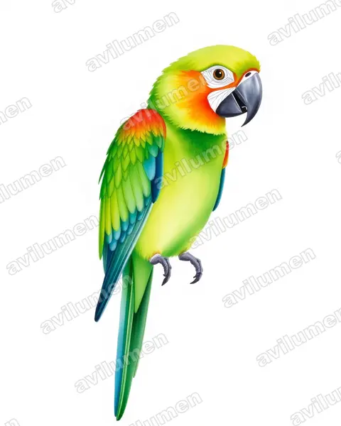 Watercolor illustration: Diopsittaca nobilis (Red-shouldered Macaw)