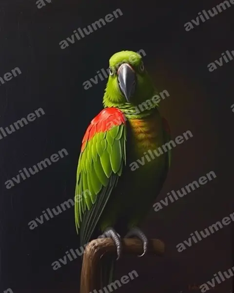 Oil illustration: Diopsittaca nobilis (Red-shouldered Macaw)