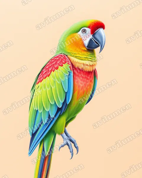 Colored pencil illustration: Diopsittaca nobilis (Red-shouldered Macaw)