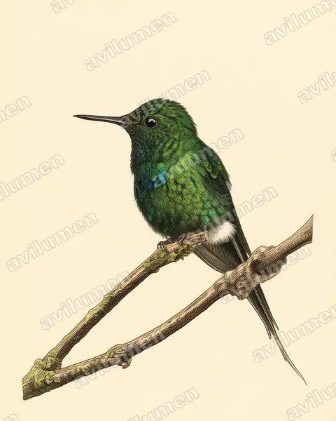Ilustración en Lámina antigua: Discosura conversii (Rabudito verde​)