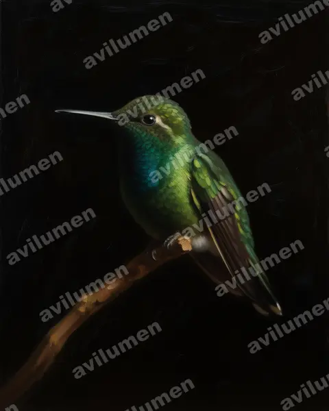 Ilustración en Óleo: Discosura conversii (Rabudito verde​)