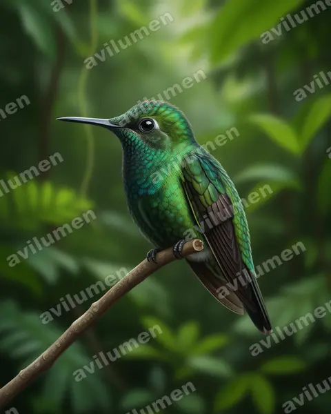 Ilustración en Realista: Discosura conversii (Rabudito verde​)
