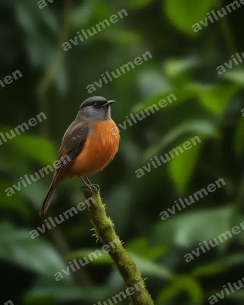 Illustration im Stil Realistisch: Chestnut-bellied Cotinga (Doliornis remseni)