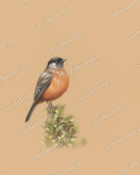 Illustration im Stil Buntstift: Chestnut-bellied Cotinga (Doliornis remseni)