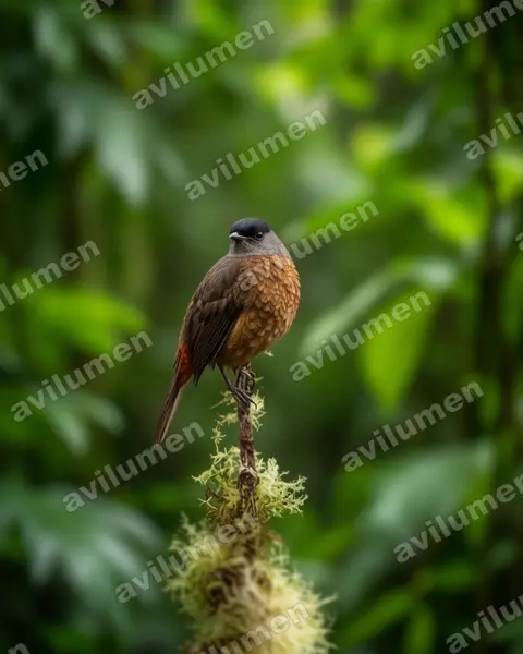 Ilustración en Realista: Doliornis sclateri (Cotinga de Sclater​)