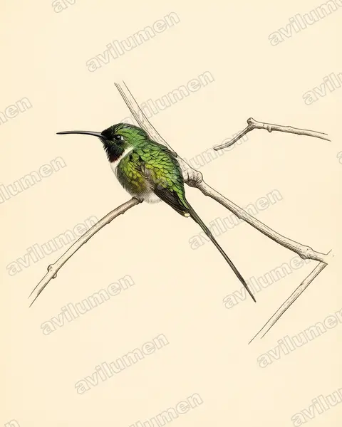 Vintage plate illustration: Doricha enicura (Slender Sheartail)