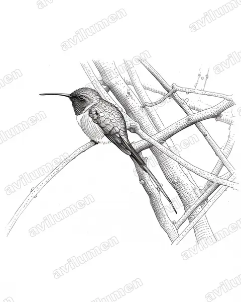 Ink illustration: Doricha enicura (Slender Sheartail)