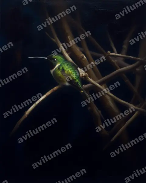 Oil illustration: Doricha enicura (Slender Sheartail)