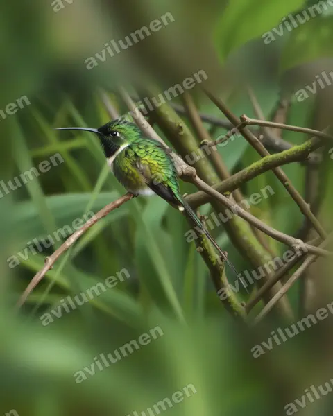 Realistic illustration: Doricha enicura (Slender Sheartail)