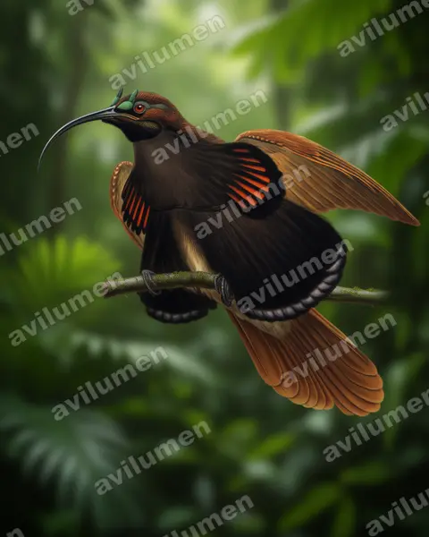 Realistic illustration: Drepanornis albertisi (Black-billed Sicklebill)