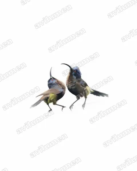 Watercolor illustration: Dreptes thomensis (Giant Sunbird)