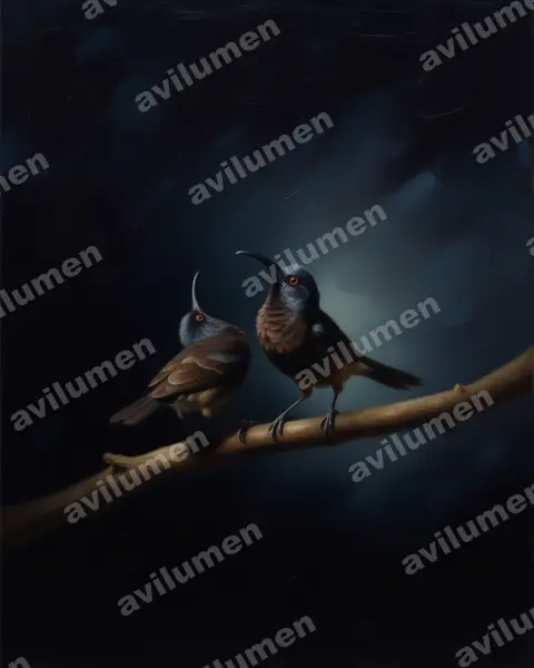 Oil illustration: Dreptes thomensis (Giant Sunbird)