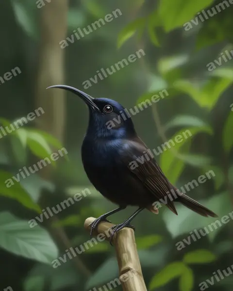 Realistic illustration: Dreptes thomensis (Giant Sunbird)