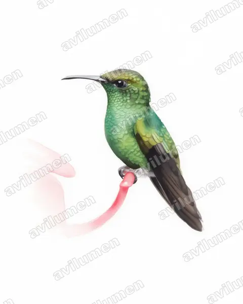 Illustration im Stil Aquarell: Bronzekappenkolibri (Elvira cupreiceps)