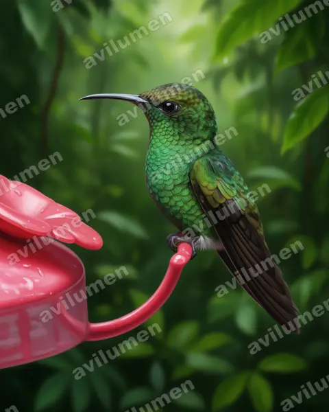 Illustration im Stil Realistisch: Bronzekappenkolibri (Elvira cupreiceps)