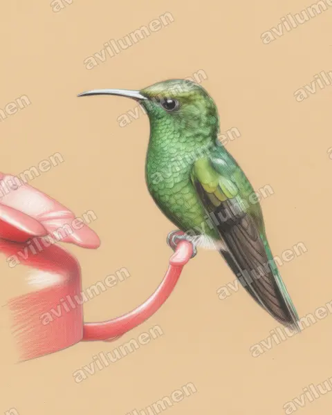 Illustration im Stil Buntstift: Bronzekappenkolibri (Elvira cupreiceps)