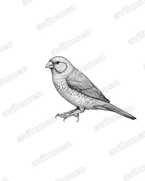 Ilustración en Tinta: Emblema ruficauda (Neochmia ruficauda)