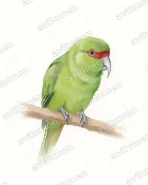 Illustration Aquarelle : Enicognathus leptorhynchus (Conure à long bec)