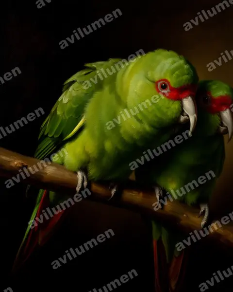 Illustration Huile : Enicognathus leptorhynchus (Conure à long bec)