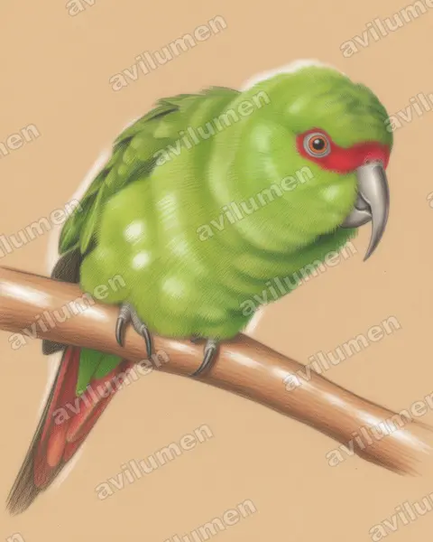Illustration Crayon de couleur : Enicognathus leptorhynchus (Conure à long bec)